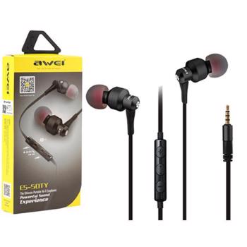 هندزفري سيمي Awei مدل ES50TY ا AWEI ES-50TY Sport Handsfree in Ear Earphones for Smartphones