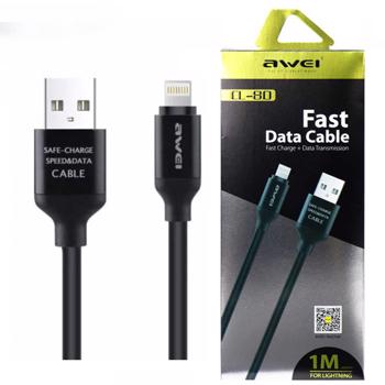 کابل شارژ لايتنينگ Awei مدل CL-80 ا Awei CL-80 USB To Lightning Cable